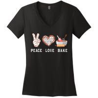 Peace Love Bake Baking Cupcake Baker Gifts Men Women Women's V-Neck T-Shirt