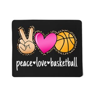 Peace Love Basketball Leopard Print Women Basketball Mousepad