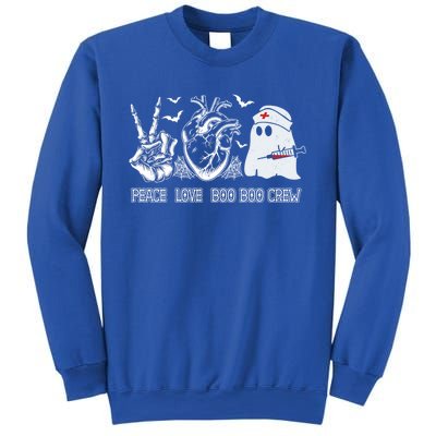 Peace Love Boo Boo Crew Nurse Ghost Skeleton Halloween Day Cool Gift Sweatshirt