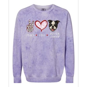 Peace Love Boston Terrier Dog Gifts Colorblast Crewneck Sweatshirt