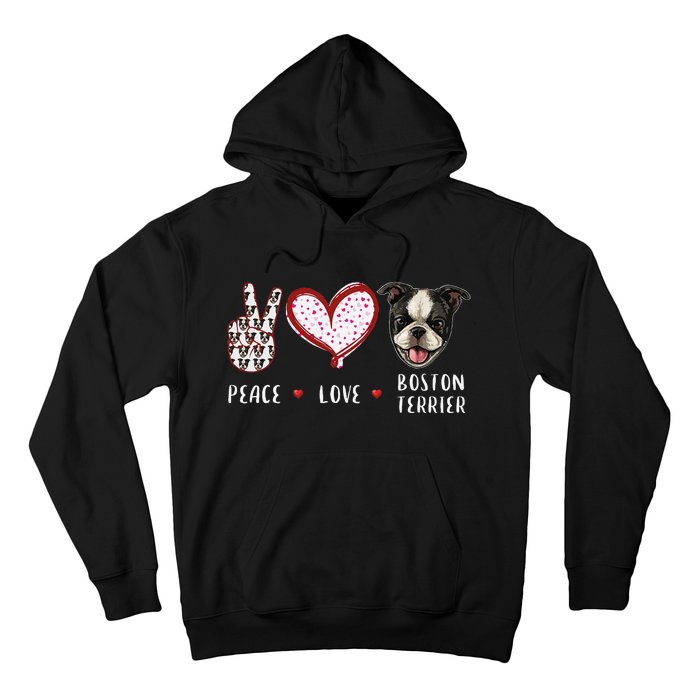 Peace Love Boston Terrier Dog Gifts Hoodie