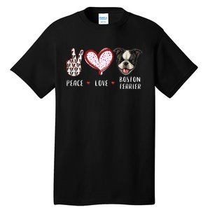 Peace Love Boston Terrier Dog Gifts Tall T-Shirt