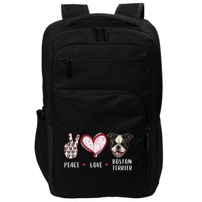 Peace Love Boston Terrier Dog Gifts Impact Tech Backpack