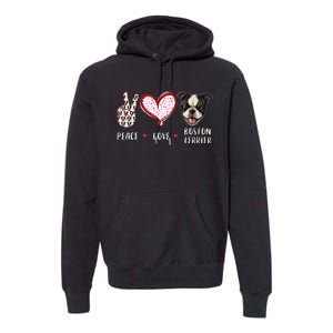 Peace Love Boston Terrier Dog Gifts Premium Hoodie