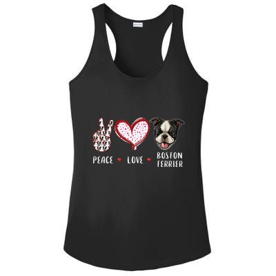 Peace Love Boston Terrier Dog Gifts Ladies PosiCharge Competitor Racerback Tank