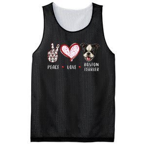 Peace Love Boston Terrier Dog Gifts Mesh Reversible Basketball Jersey Tank