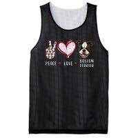 Peace Love Boston Terrier Dog Gifts Mesh Reversible Basketball Jersey Tank