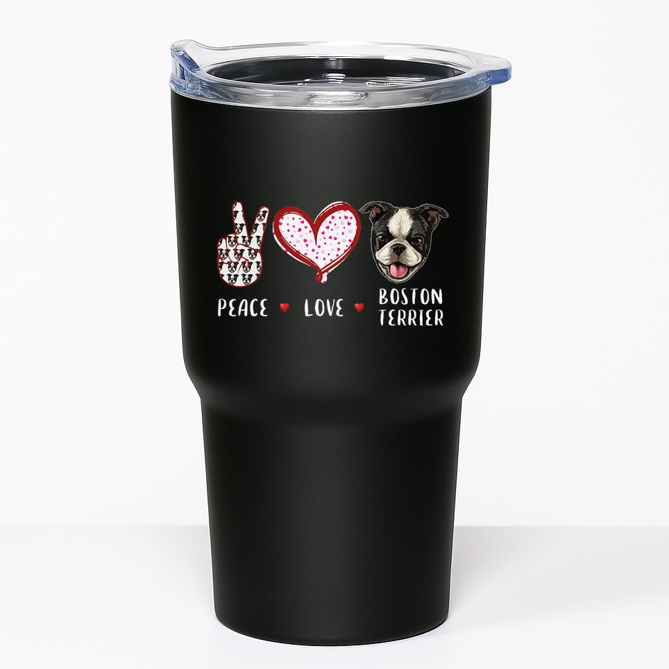 Peace Love Boston Terrier Dog Gifts Tumbler