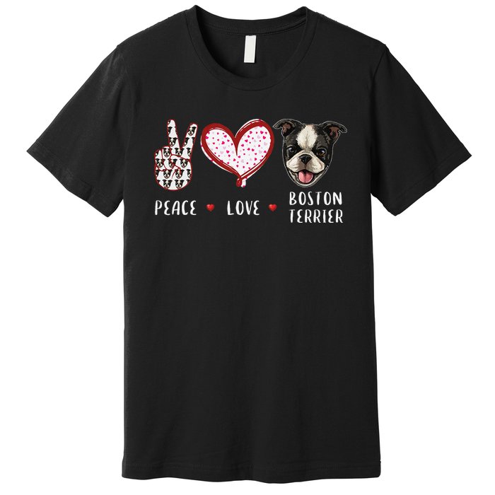 Peace Love Boston Terrier Dog Gifts Premium T-Shirt