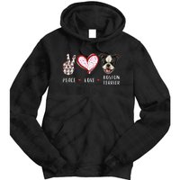 Peace Love Boston Terrier Dog Gifts Tie Dye Hoodie