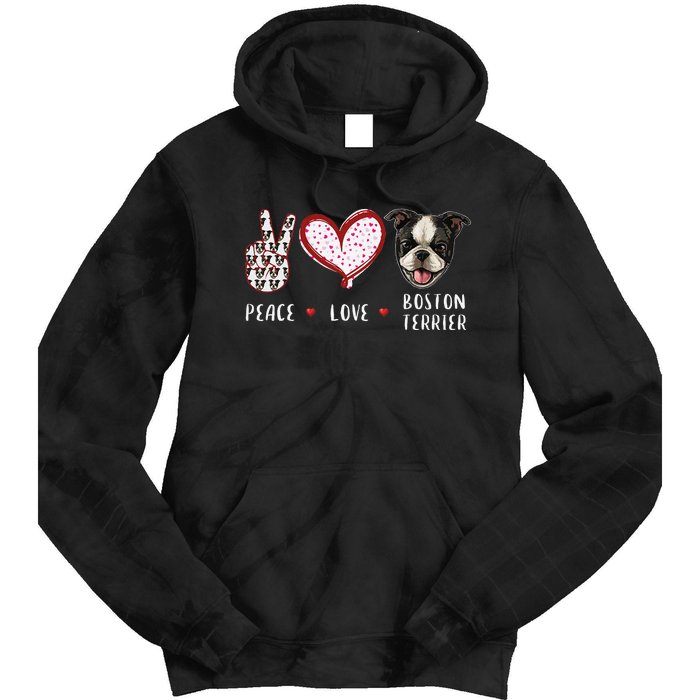 Peace Love Boston Terrier Dog Gifts Tie Dye Hoodie