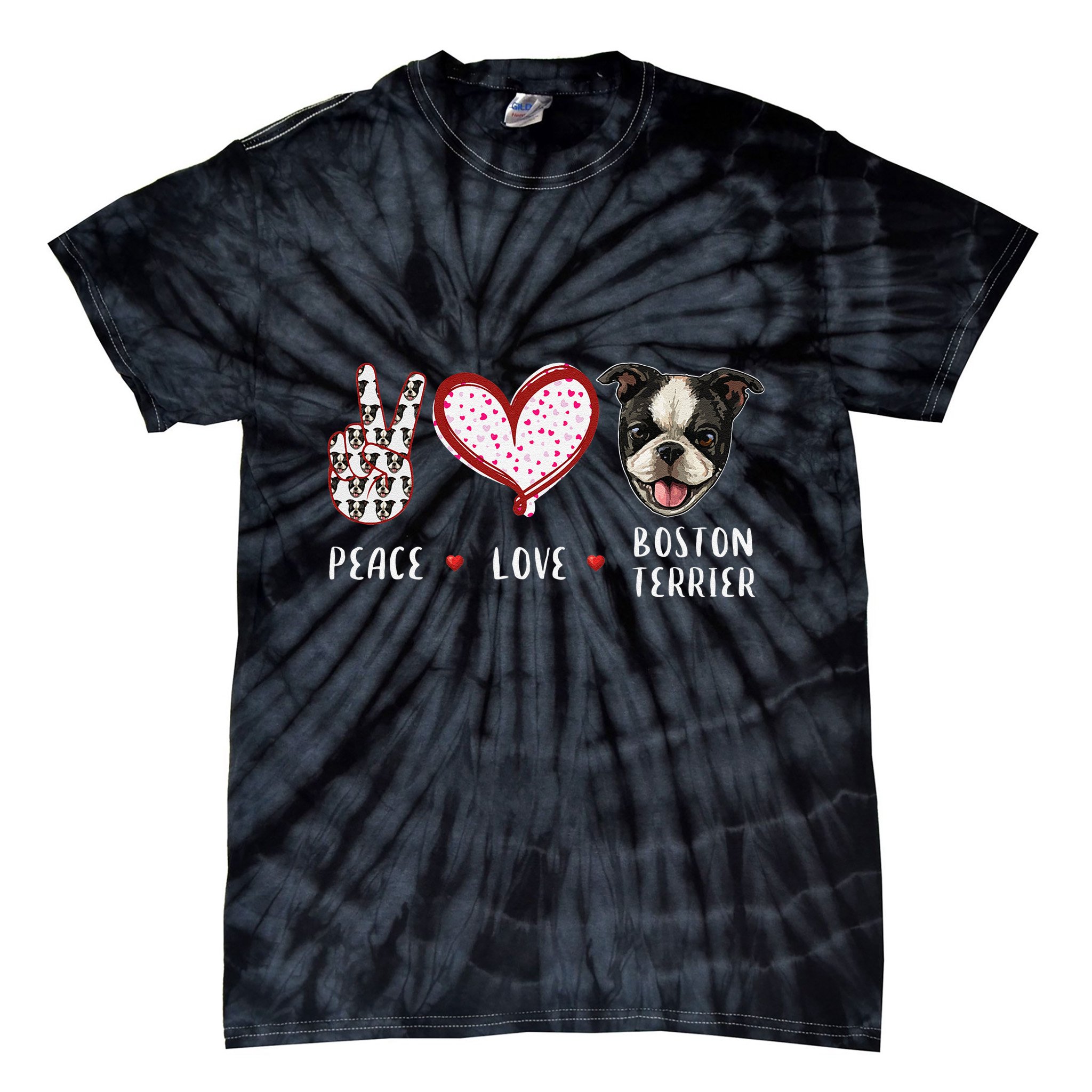 Peace Love Boston Terrier Dog Gifts Tie-Dye T-Shirt