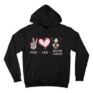 Peace Love Boston Terrier Dog Gifts Tall Hoodie