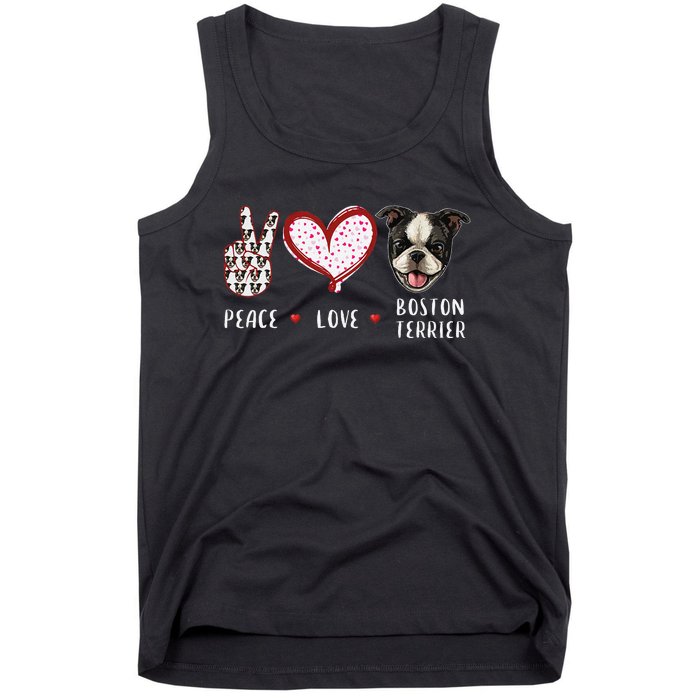 Peace Love Boston Terrier Dog Gifts Tank Top