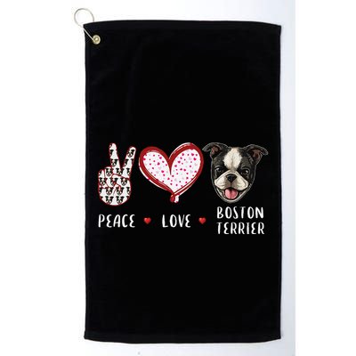 Peace Love Boston Terrier Dog Gifts Golf Towel