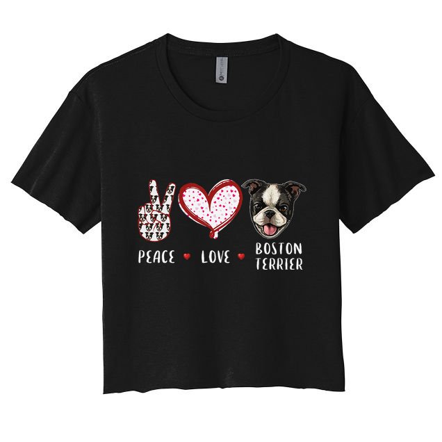 Peace Love Boston Terrier Dog Gifts Crop Top