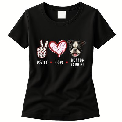 Peace Love Boston Terrier Dog Gifts Womens T-Shirt