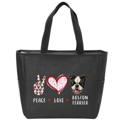 Peace Love Boston Terrier Dog Gifts Zip Tote Bag