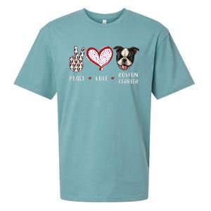 Peace Love Boston Terrier Dog Gifts Sueded Cloud Jersey T-Shirt