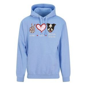 Peace Love Boston Terrier Dog Gifts Unisex Surf Hoodie