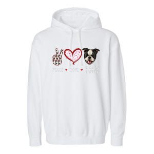 Peace Love Boston Terrier Dog Gifts Garment-Dyed Fleece Hoodie