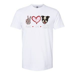 Peace Love Boston Terrier Dog Gifts Softstyle CVC T-Shirt