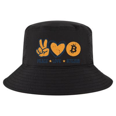Peace Love Bitcoin Crypto Cryptocurrency Hippie Cool Comfort Performance Bucket Hat