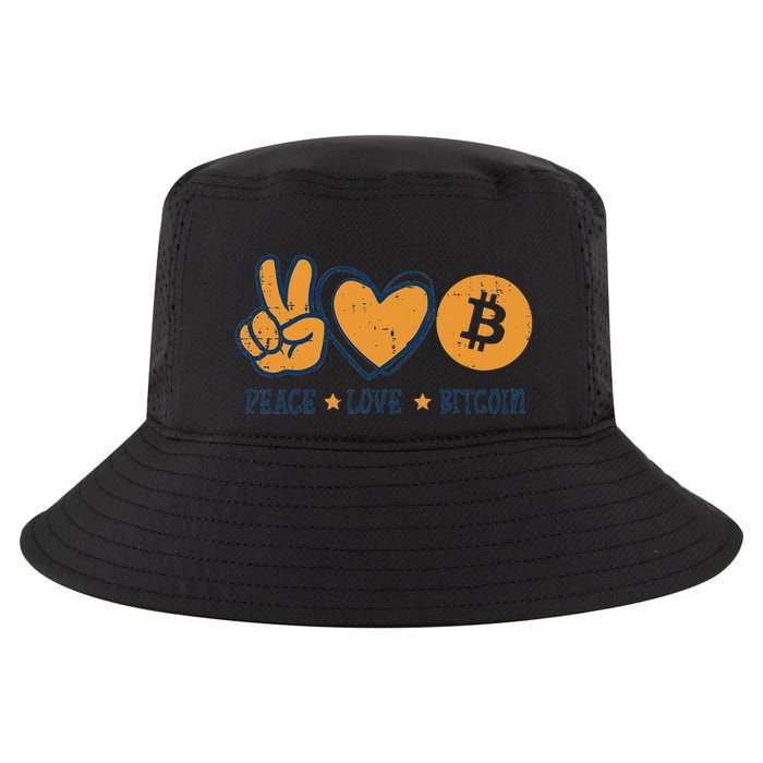 Peace Love Bitcoin Crypto Cryptocurrency Hippie Cool Comfort Performance Bucket Hat
