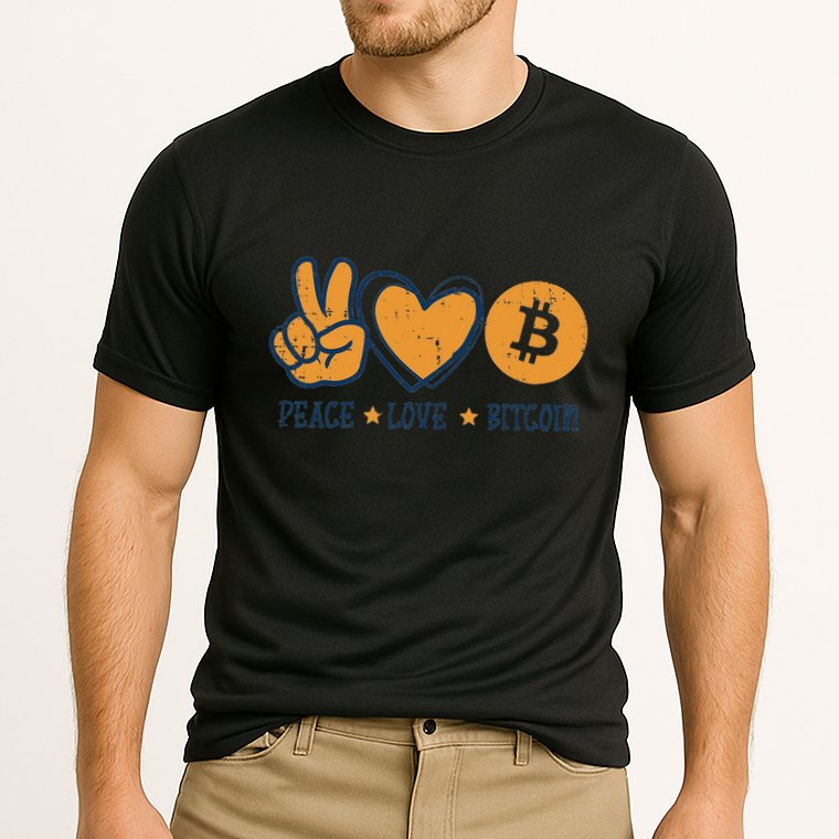 Peace Love Bitcoin Crypto Cryptocurrency Hippie Performance Shirt