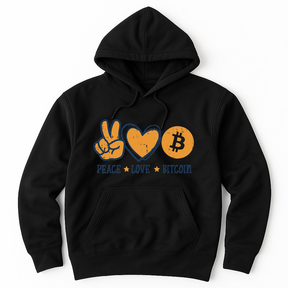 Peace Love Bitcoin Crypto Cryptocurrency Hippie Hoodie