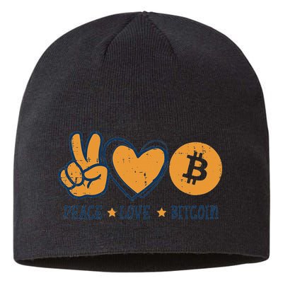 Peace Love Bitcoin Crypto Cryptocurrency Hippie Sustainable Beanie