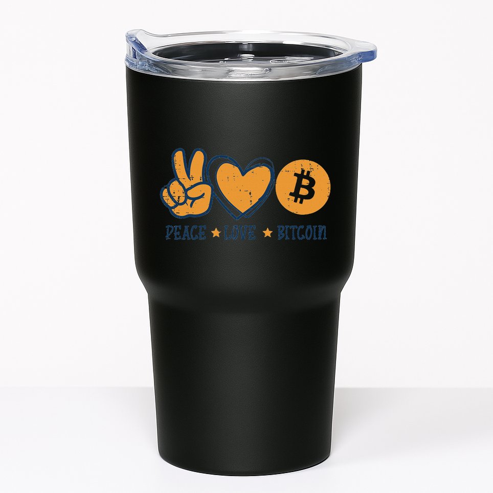 Peace Love Bitcoin Crypto Cryptocurrency Hippie Tumbler