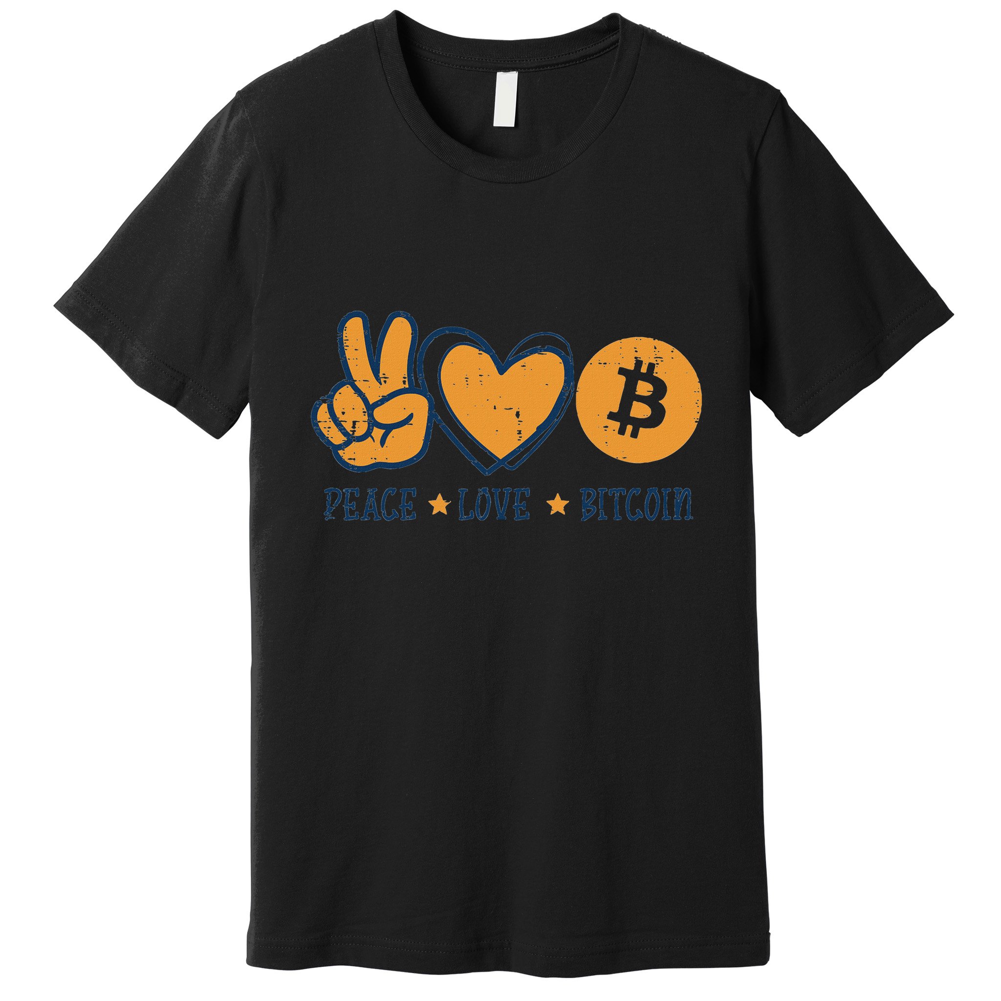 Peace Love Bitcoin Crypto Cryptocurrency Hippie Premium T-Shirt