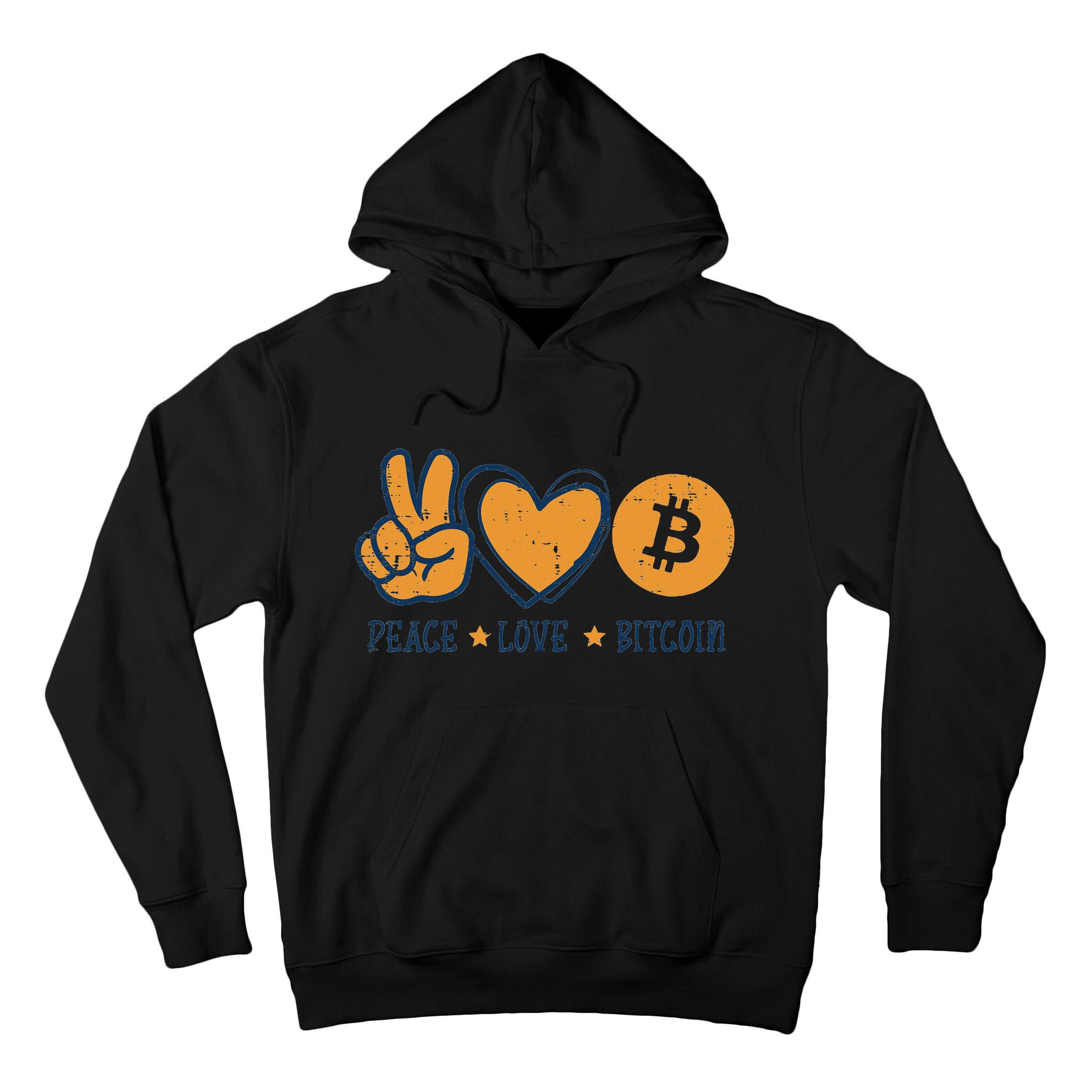 Peace Love Bitcoin Crypto Cryptocurrency Hippie Tall Hoodie