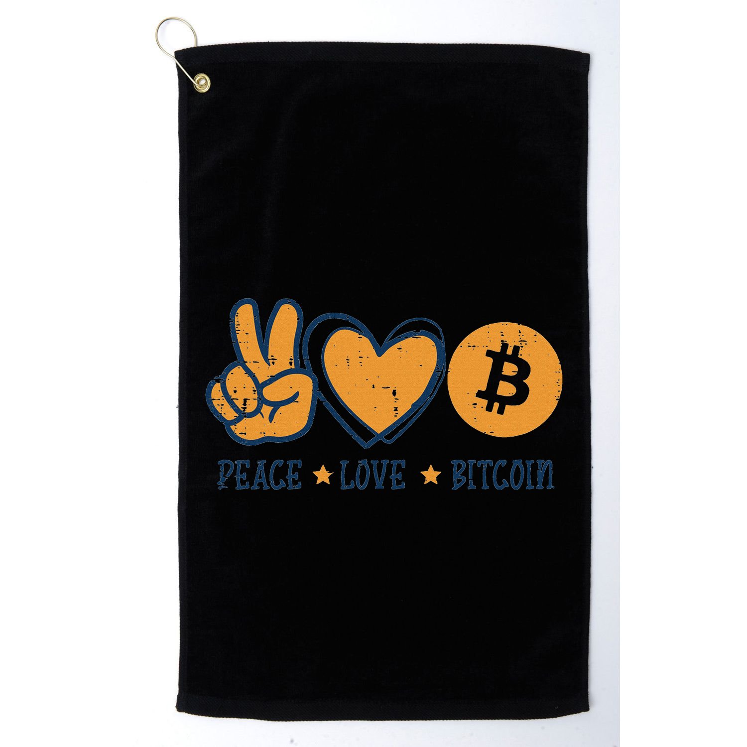 Peace Love Bitcoin Crypto Cryptocurrency Hippie Golf Towel