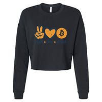 Peace Love Bitcoin Crypto Cryptocurrency Hippie Cropped Pullover Crew