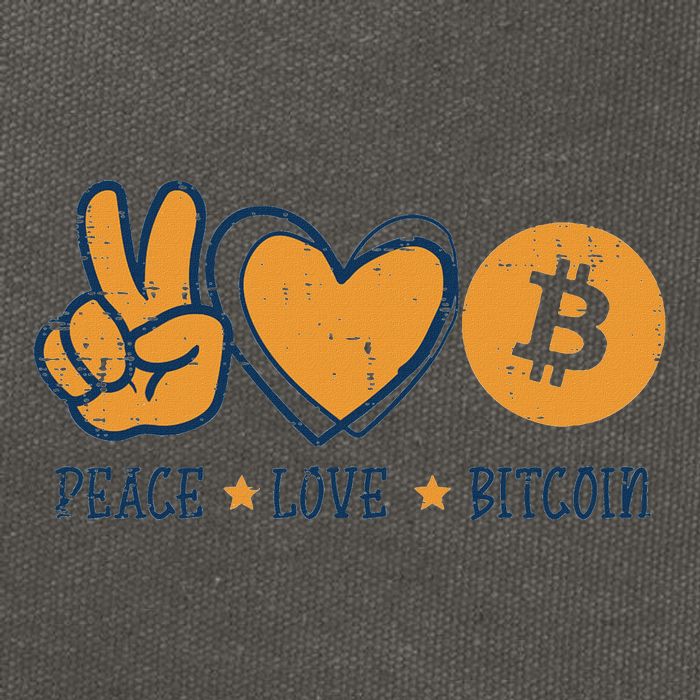 Peace Love Bitcoin Crypto Cryptocurrency Hippie Cotton Canvas Backpack