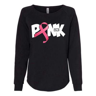 Pink Love Breast Cancer Ribbon Womens California Wash Sweatshirt