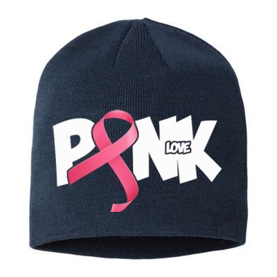 Pink Love Breast Cancer Ribbon Sustainable Beanie