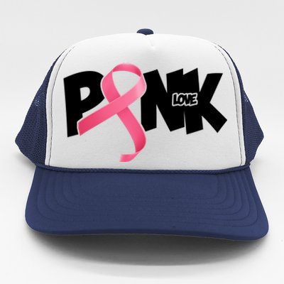 Pink Love Breast Cancer Ribbon Trucker Hat