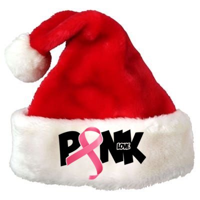 Pink Love Breast Cancer Ribbon Premium Christmas Santa Hat