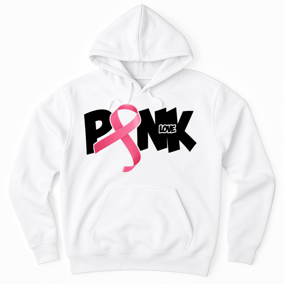 Pink Love Breast Cancer Ribbon Hoodie