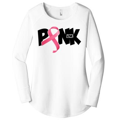 Pink Love Breast Cancer Ribbon Women's Perfect Tri Tunic Long Sleeve Shirt