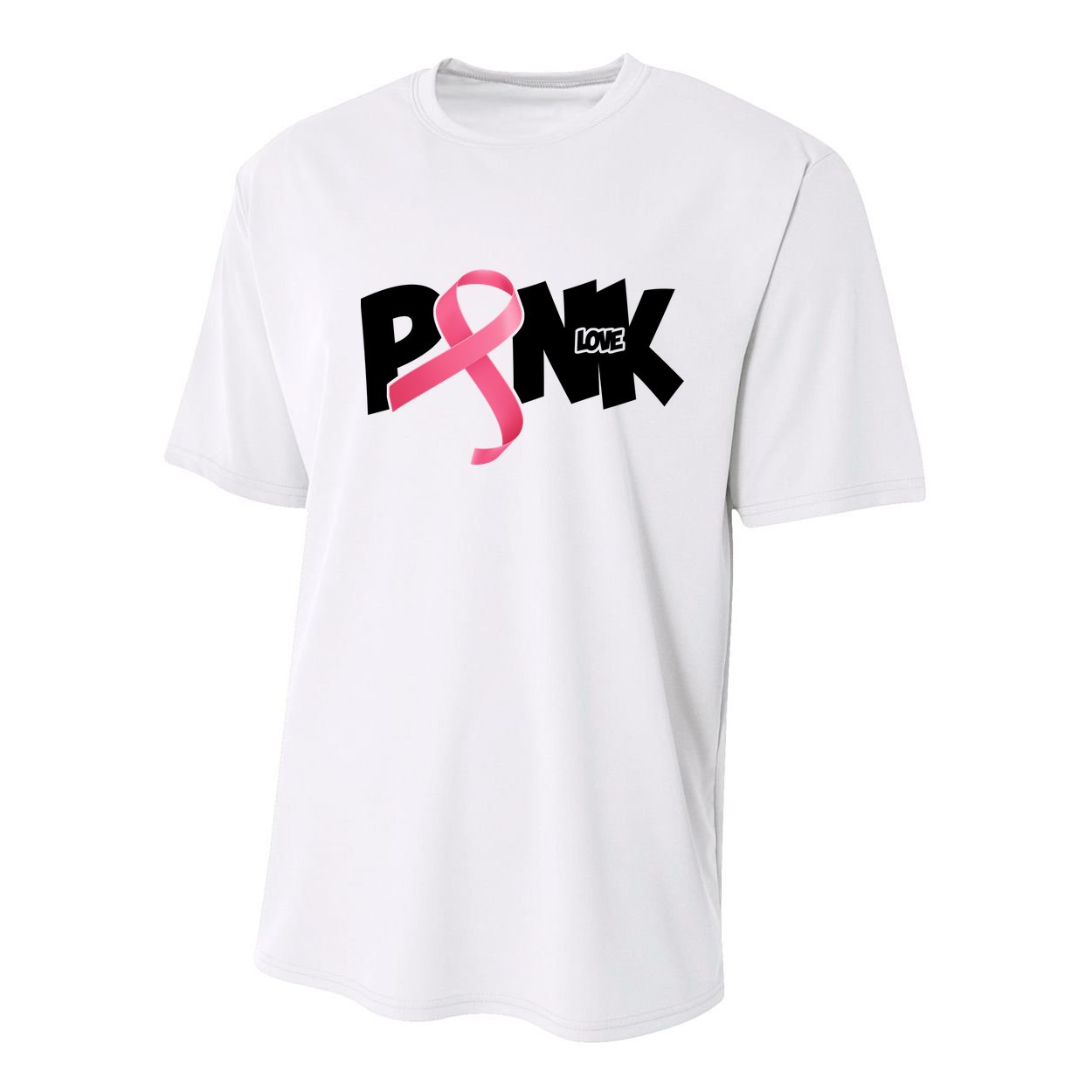 Pink Love Breast Cancer Ribbon Youth Performance Sprint T-Shirt