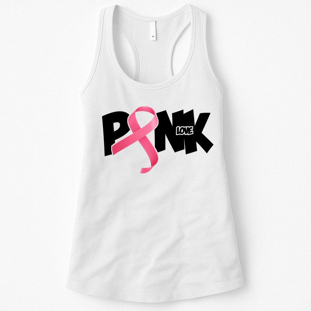 Pink Love Breast Cancer Ribbon Womens Tank Top