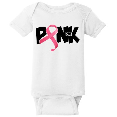 Pink Love Breast Cancer Ribbon Baby Bodysuit