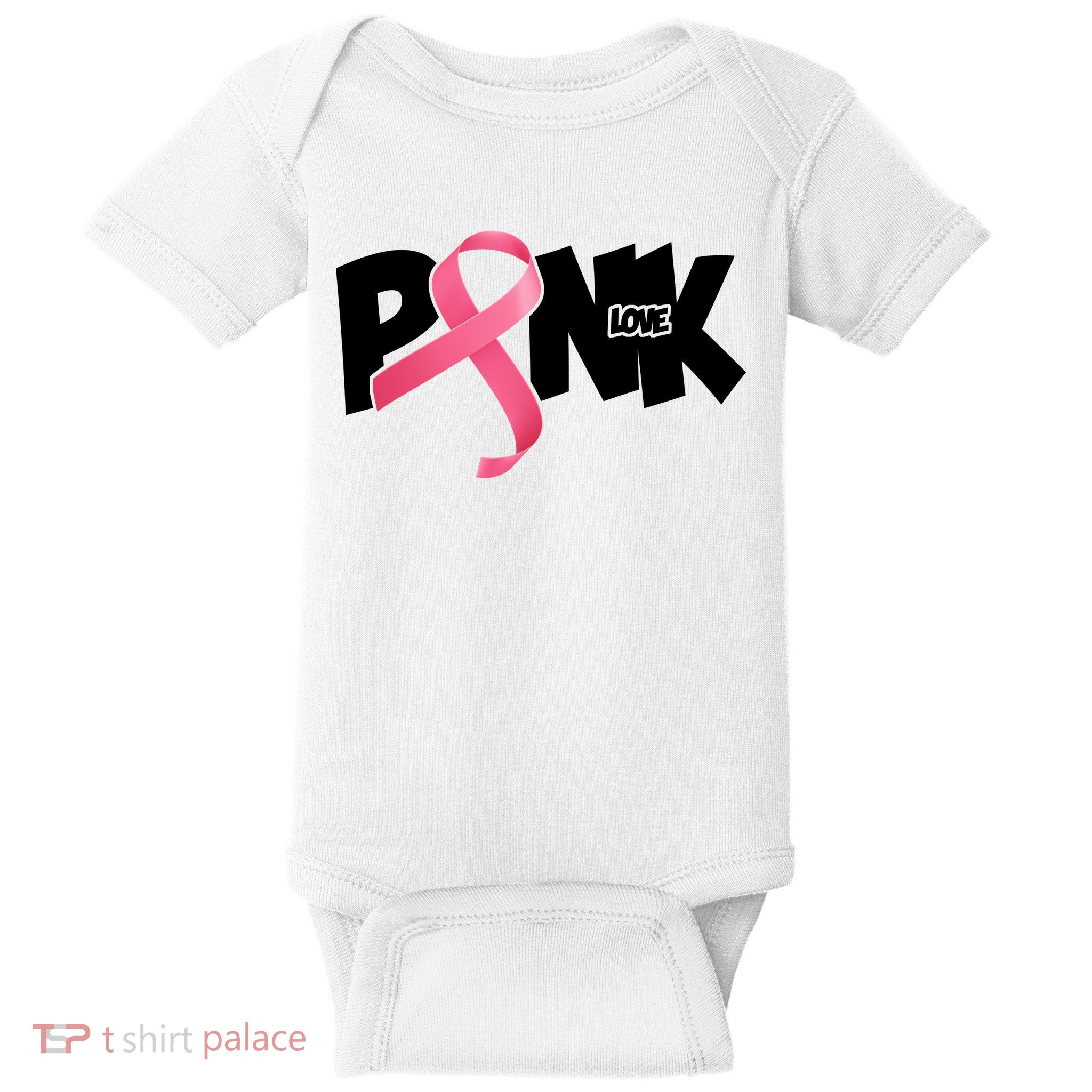 Pink Love Breast Cancer Ribbon Baby Bodysuit