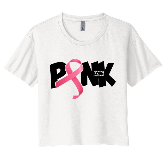 Pink Love Breast Cancer Ribbon Crop Top