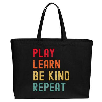 Play Learn Be Kind Repeat Unity Day No Bullies Kindness Cotton Canvas Jumbo Tote