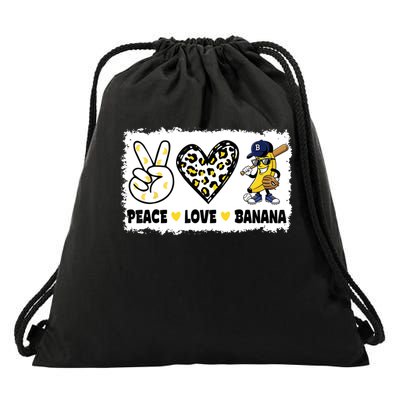 Peace Love Banana Fresh Fruit Lover Vegan Banana  Drawstring Bag